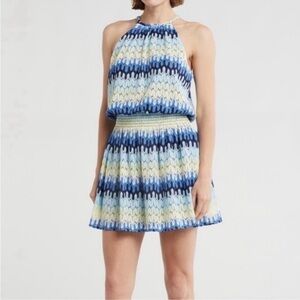 New Ramy Brook  Women's Leona Knit Halter Dress Blue XL